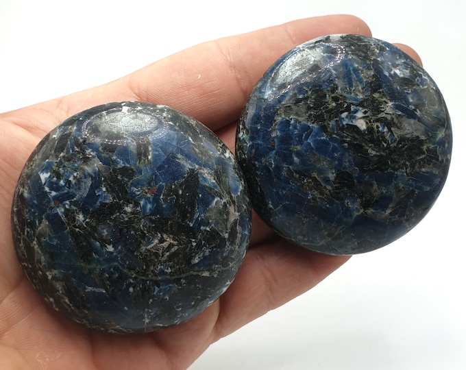 2 Pieces Top Quality Apatite Palms - Massages - Blue Apatite Palms - Round Apatite Massages - Apatite Round Palms Stone 315 Grams