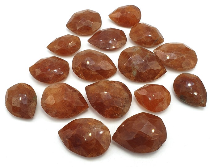 168 Grams Red Color Faceted Spessartine Garnet Eye Drops - Garnet Eye Drops - Garnet Stone - Spessartine Garnet Hearts - Spessartine Garnet