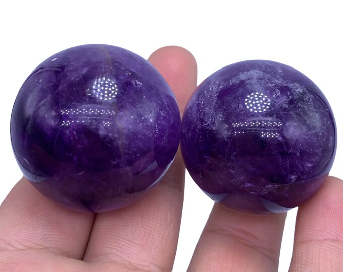 2 Pcs Top Quality Purple Color Amethyst Balls - Amethyst Spheres - Amethyst Ball - Amethyst Balls - Purple Amethyst - Amethyst Ball Stone