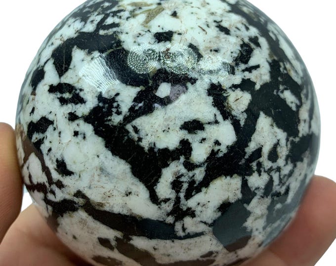 566g Great Quality Black Tourmaline on Quartz Ball, Sphere Gemstones