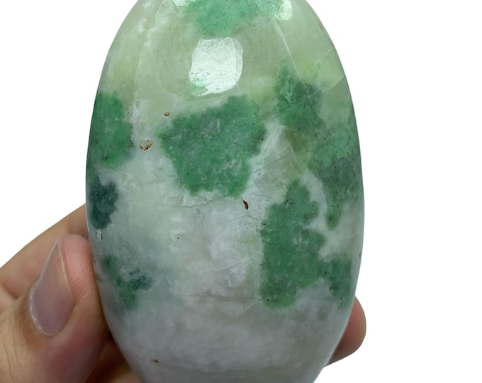 Polished Hydrogrossular Garnet Palmstone: Green Gemstone Palmstone