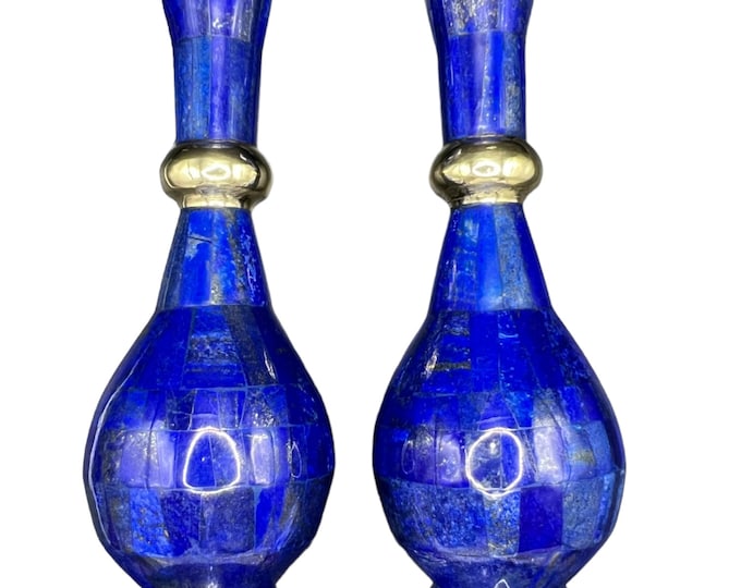Beautiful Lapis Lazuli Pair Vases - Lapis Lazuli Vases - Lapis Vases - Blue Lapis Vases - Lapis Stone Vases - Lapis Blue Vases- Lapis Lazuli