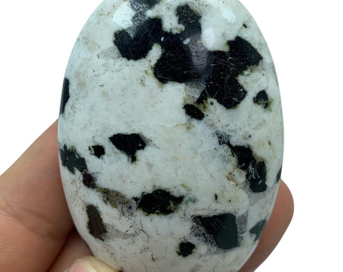 Great Quality Black Tourmaline on Quartz Palmstone, Massage Gemstones