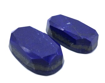 Lapis Lazuli Royal Blue Facet Big Cabochons 2 Pieces