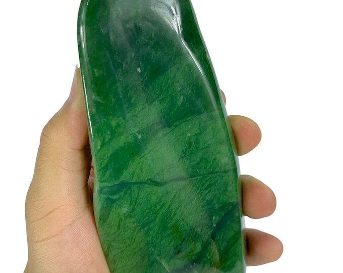 660g Beautiful Green Color Nephrite Jade Free Form -  Nephrite Jade Free Form -  Jade Free Form -  Green Jade Free Form -  Nephrite Jade