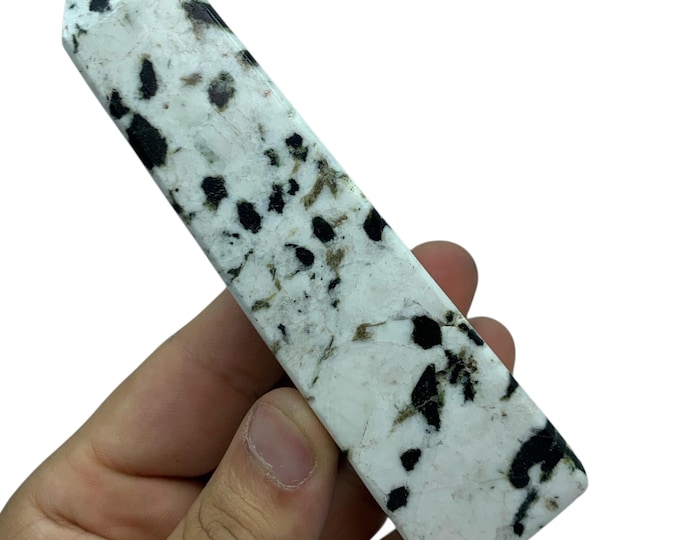 Black Tourmaline on Quartz Tower, Obelisk Gemstones