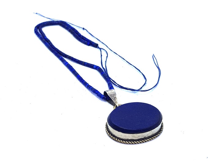 15g Beautiful Lapis Lazuli Necklace - Lapis Lazuli Locket - Lapis Lazuli - Lapis Lazuli Stone - Lapis Cabochon Strand - Lapis Strand - Lapis