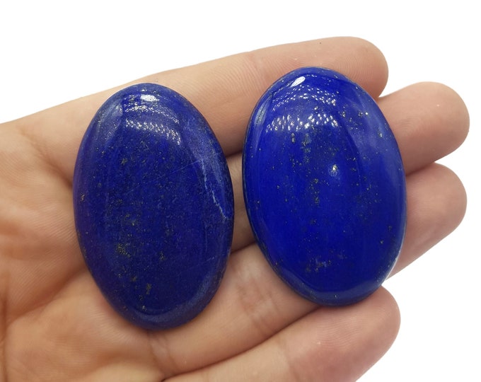 2 Pcs Beautiful Lapis Lazuli Cabochons -  Lapis Lazuli Oval Cabochons -  Lapis Lazuli Cabs -  Lapis Stone Cabs -  Lapis Crystals 45 Grams