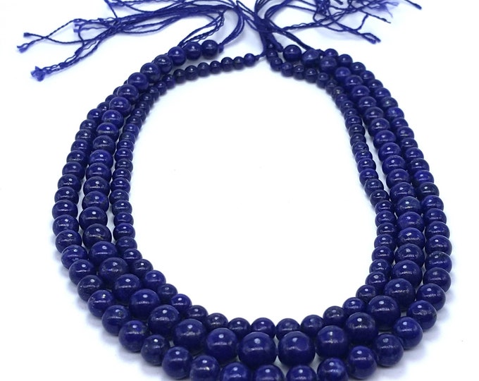 3 Pcs - Lapis Lazuli Beads Strands - Lapis Lazuli - Lapis Strand - Lapis Blue Strand - Lapis Lazuli Strands - Blue Lapis Strand - Lapis