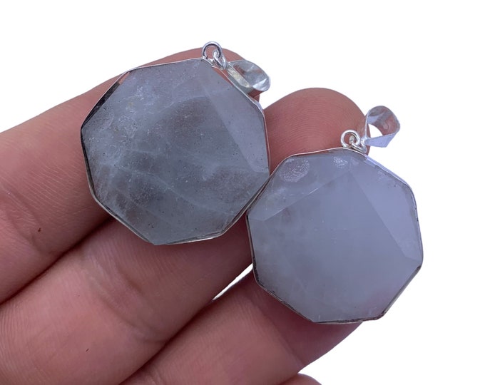 2 Pcs Greatt Quality Bue Color Aquamarine Cabochon Pendants - Blue Aquamarine - Aquamarine Cabochons - Aquamarine Cubs - Aquamarine Stone
