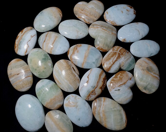 2 Kg Beautiful Quality Caribbean Blue Calcite Palm - Hearts Stones