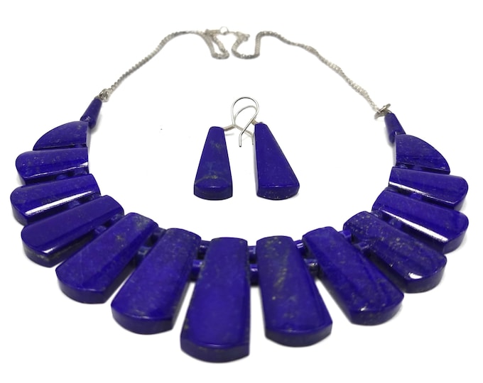 Lapis Lazuli Necklace And Earrings Set -  Lapis Necklace -  Lapis Earrings -  Lapis Necklace Set -  Lapis Lazuli Jewelry -  Lapis Gemstone