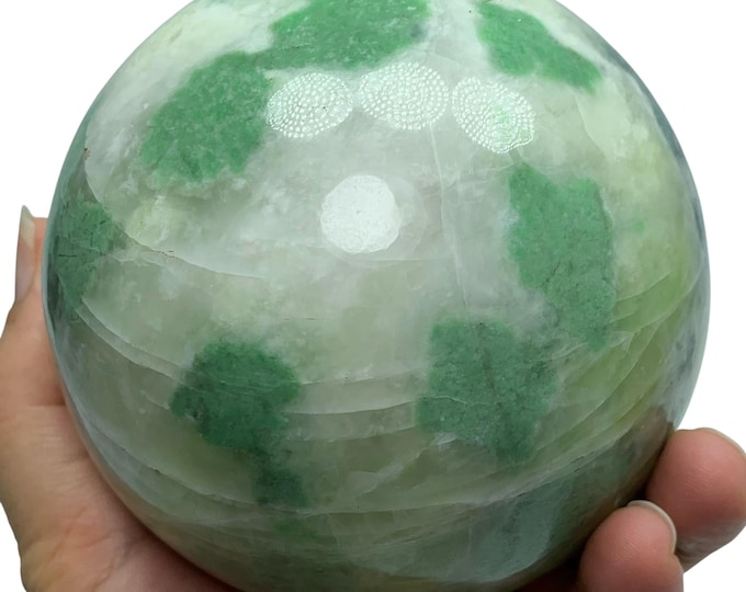 1.9 Kg Beautiful Hydrogrossular Garnet Sphere: Polished Green Gemstone Ball