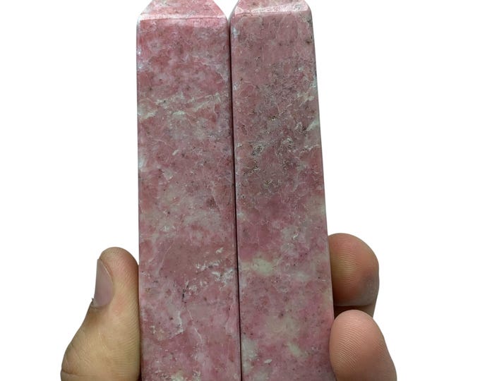 Beautiful Polished Red Rhodochrosite Tower Crystal, Obelisk Gemstone 2 Pcs