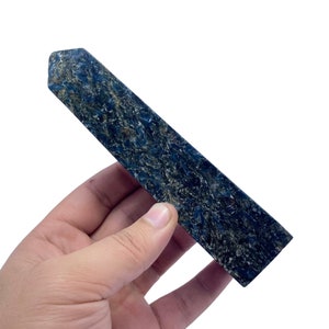 Blue Indigo Gabbro Tower: Polished Crystal Obelisk (425 Grams)