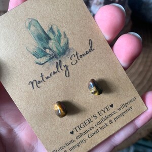 Tiger’s Eye Crystal Stud Earrings, Natural crystal earrings, raw stone earrings, Birthday Gift, Bridesmaid gift, Crystal Earrings.