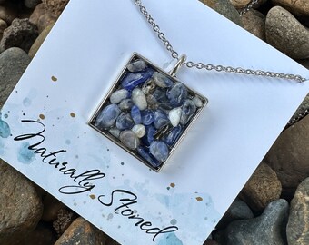 Sodalite Crystal Pendant and Chain, Crystal Necklace, Hippie Jewellery, Boho jewellery, Crystal Jewellery, gifts for her.