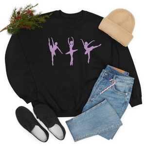 Black Crewneck Sweatshirt with Ballet Dancer Silhouette