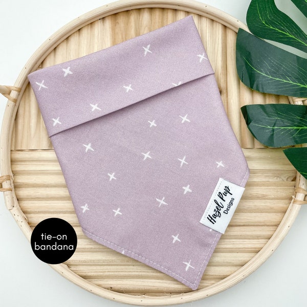 Lilac Sky Bandana | minimal tie on dog bandana cute lavender star dog accessory purple pet accessory everyday dog scarf bandana with crosses