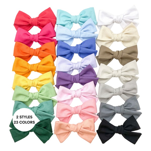 Solid Color Cotton Hair Bows | dog hair bows accessory little girls hair bow cute colorful hair bow neutral hair bows hair bow with clips