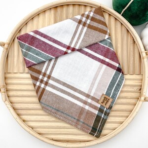 Hayride FLANNEL Bandana | tie on dog bandana neutral fall flannel dog accessory thanksgiving dog bandana tartan checkered scarf plaid scarf
