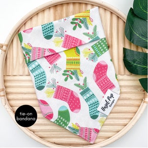 Stocking Stuffers Bandana | christmas tie one dog bandana boy and girl holiday bandana seasonal stocking colorful dog scarf cat accessory