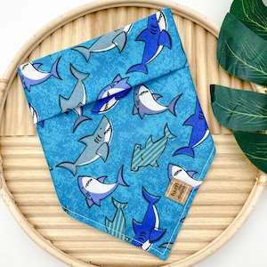Jaws Bandana | shark tie on dog bandana ocean sea pet accessory hammerhead great white shark boy dog accessory summer beach day bandana