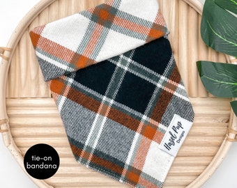 Autumn Woods FLANNEL Bandana | tie on dog bandana orange fall flannel bandana thanksgiving halloween dog bandana flannel fringe bandana