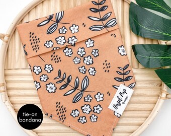Daisy Doodle Bandana | floral spring tie on dog bandana neutral blossom dog bandana light orange garden pet scarf plants pet accessory