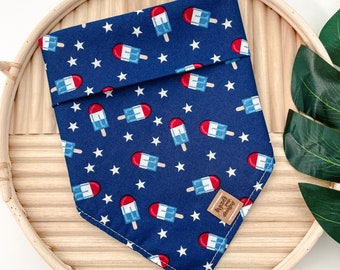 Bomb Pops Bandana | patriotic tie on dog bandana veterans day dog scarf memorial day dog accessory independence day red white blue bandana