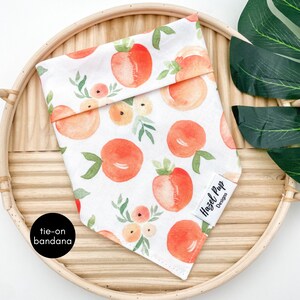 Just Peachy Bandana | georgia peach tie on bandana juicy fruit dog bandana tropical sweet like a peach dog scarf summer peach pet accessory