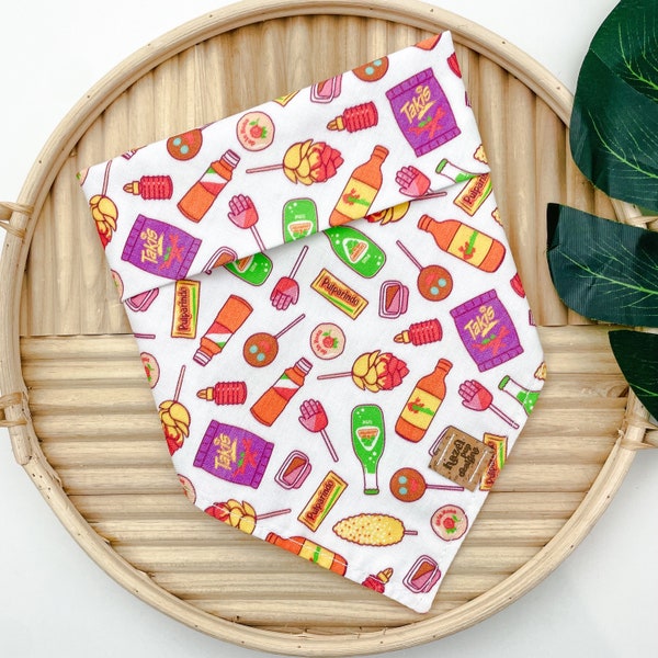 Mexican Snacks Bandana | snacks and drinks bandana purple chips food dog scarf elote spicy candy dog scarf mexican soda dog neckerchief