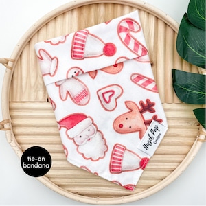 Cookies for Santa Bandana | christmas tie on dog bandana gingerbread cookies bandana girl boy holiday dog scarf festive dog pet accessory