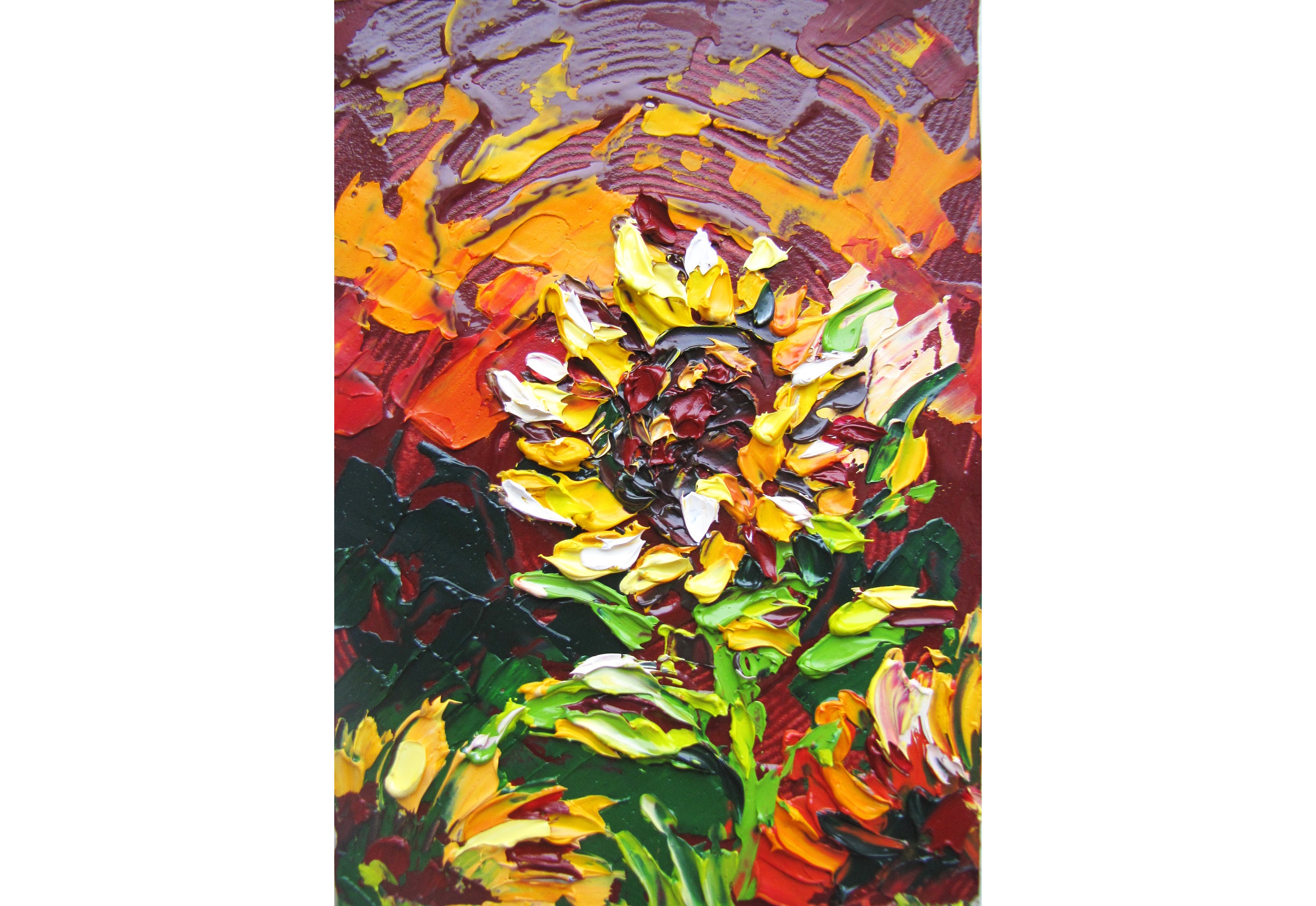 Sunflower Painting Floral Wall Art Original Art Small Artwork | Etsy