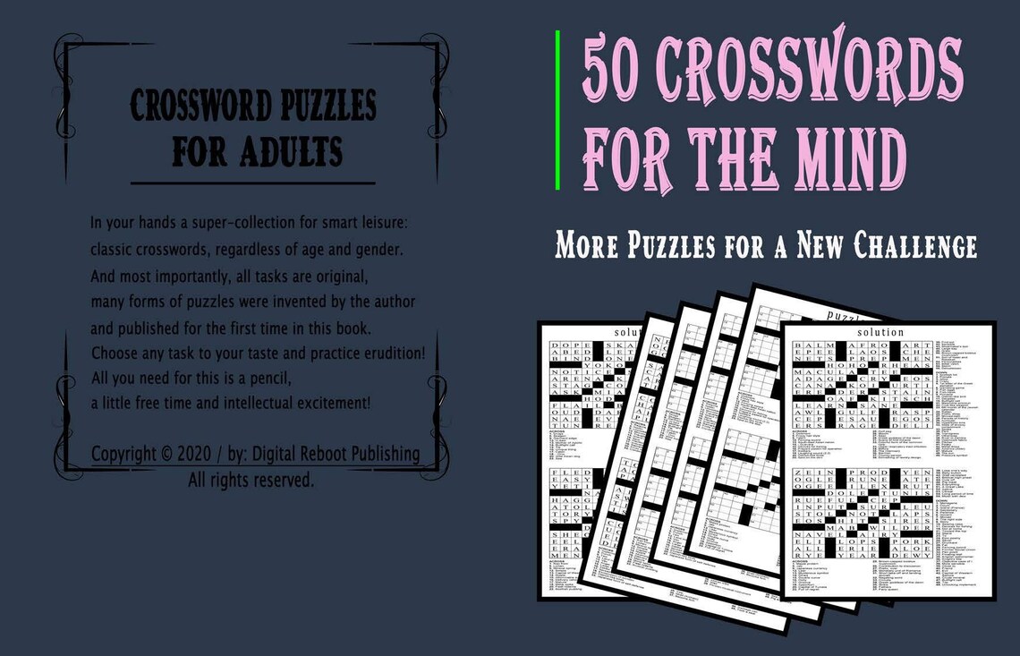 50 Crosswords for the Mind - Printable - Keep Your Mind Sharp - Etsy