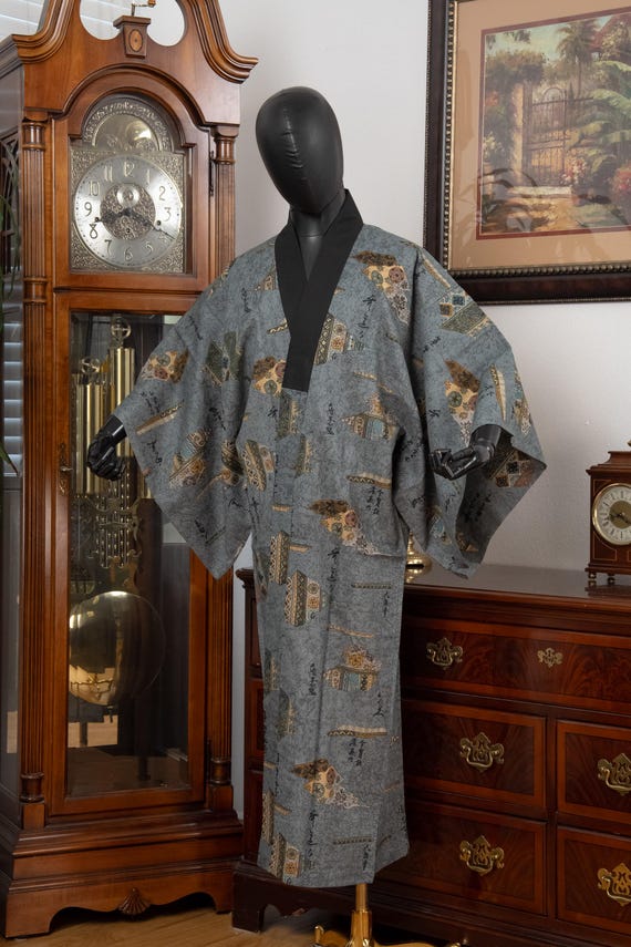 DEAR VANILLA Authentic Vintage Men's Kimono Juban Traditional Japanese Undergown Robe Made in Japan Original MJU-0207