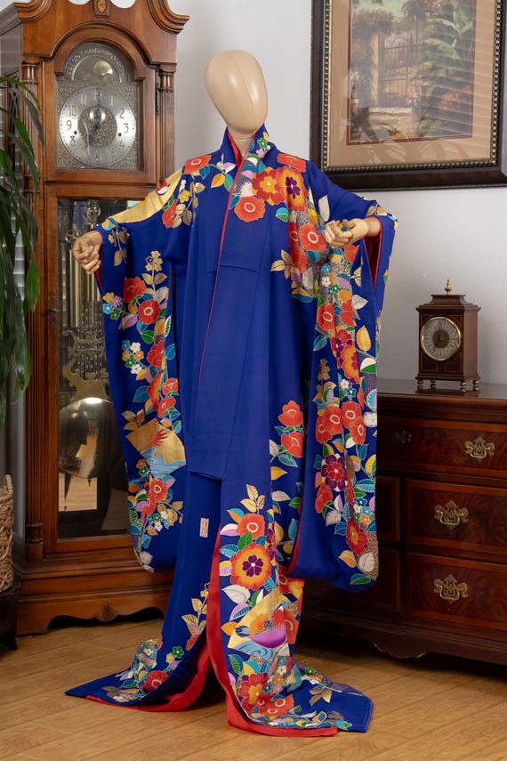 DEAR VANILLA Authentic Traditional Japanese Kakeshita Wedding Kimono for Women Vintage Silk Robe Made in Japan KST-0061