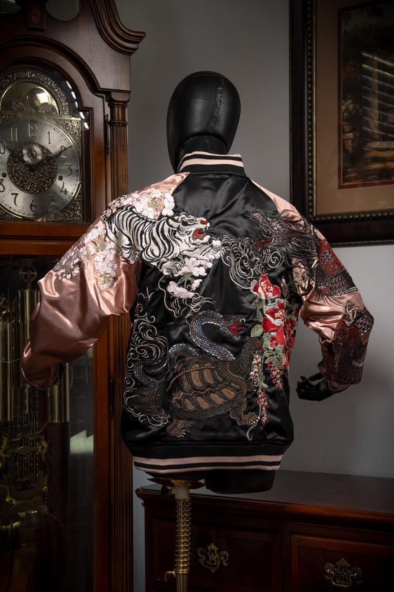 DEAR VANILLA Sukajan Yokosuka Bomber Embroidery Souvenir Jacket Japanese Style Dragon Tiger Phoenix Oni Lion SKJ-0004