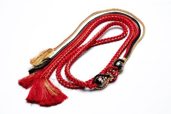 DEAR VANILLA Japanese Ornament Obijime Cord for Furisode Kimono Silk Obi Belt Fastener Accessory Rope Made in Japan OCF-0061