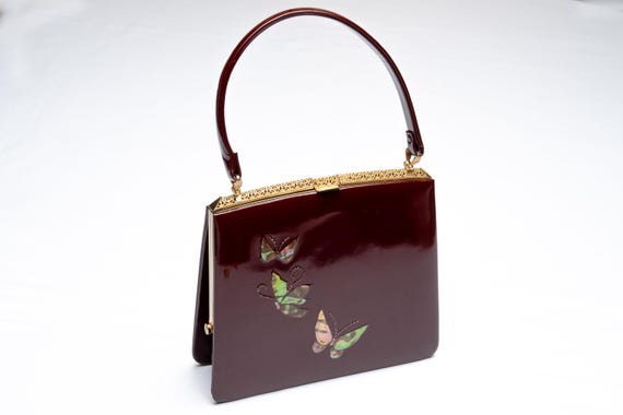 DEAR VANILLA Authentic Japanese Kimono Enamel Purse Handbag Vintage Made in Japan PU-0348