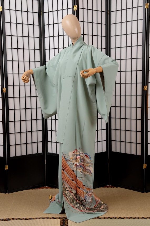 DEAR VANILLA Authentic Traditional Japanese Kimono for Women Vintage Dress Robe Made in Japan Genuine Original KM-0638