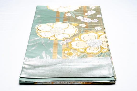 DEAR VANILLA Authentic Japanese Kimono Silk Fukuro Obi for Women Vintage Sash Belt Made in Japan OB-0343