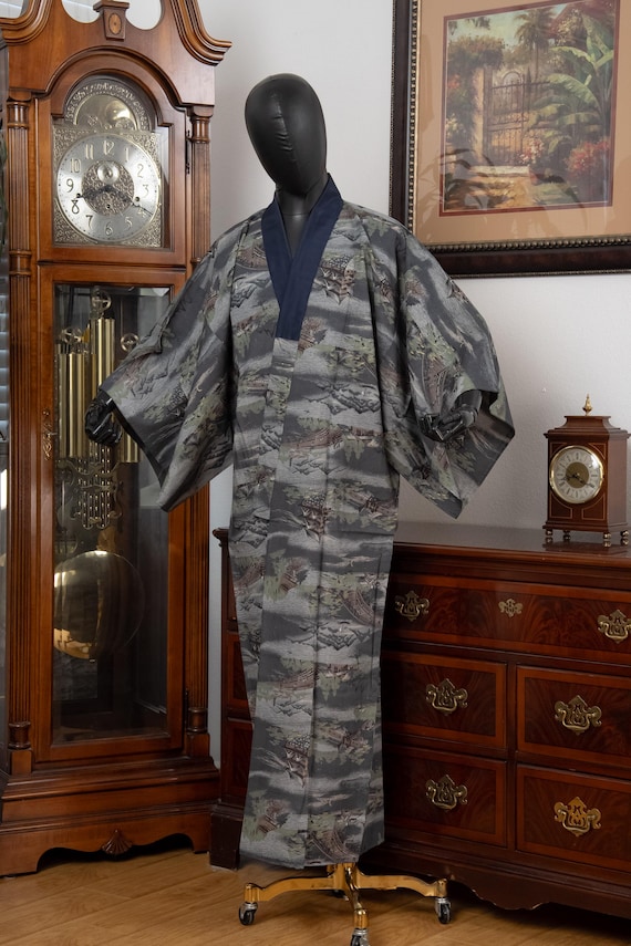 DEAR VANILLA Authentic Vintage Men's Kimono Juban Traditional Japanese Undergown Robe Made in Japan Original MJU-0206
