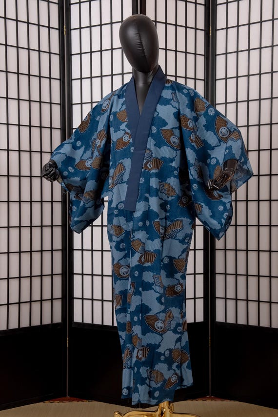 DEAR VANILLA Authentic Vintage Men's Kimono Juban Traditional Japanese Undergown Robe Made in Japan Original MJU-0235