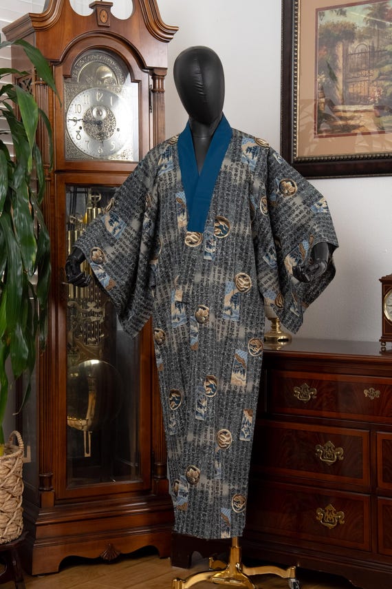 DEAR VANILLA Authentic Vintage Men's Kimono Juban Traditional Japanese Undergown Robe Made in Japan Original MJU-0201