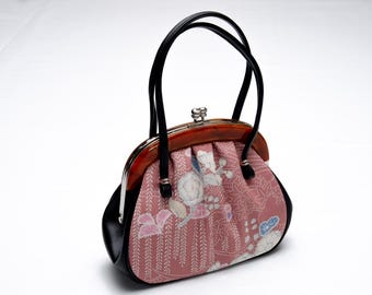 DEAR VANILLA Authentic Japanese Kimono Silk Purse Handbag Vintage Made in Japan PU-0380