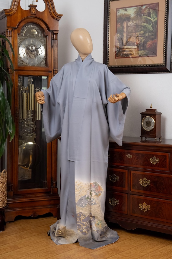 DEAR VANILLA Authentic Traditional Japanese Tomesode Kimono for Women Vintage Silk Robe Made in Japan KMT-0208