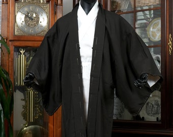 DEAR VANILLA Vintage Kimono Traditional  Authentic Men's Haori, Japanese Silk Jacket, Gown for Men, Made in Japan, MHA-0059