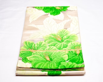 DEAR VANILLA Authentic Japanese Kimono Silk Fukuro Obi for Women Vintage Sash Belt Made in Japan OB-0411
