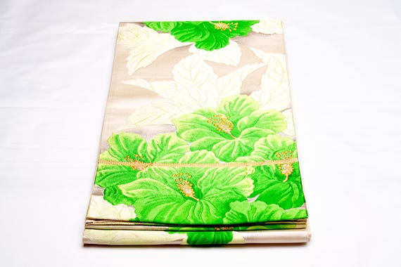 DEAR VANILLA Authentic Japanese Kimono Silk Fukuro Obi for Women Vintage Sash Belt Made in Japan OB-0411